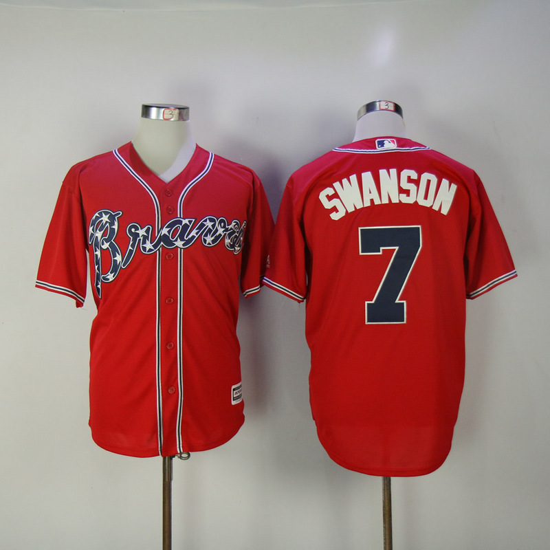 2017 MLB Atlanta Braves #7 Swanson Red Game Jerseys->atlanta falcons->NFL Jersey